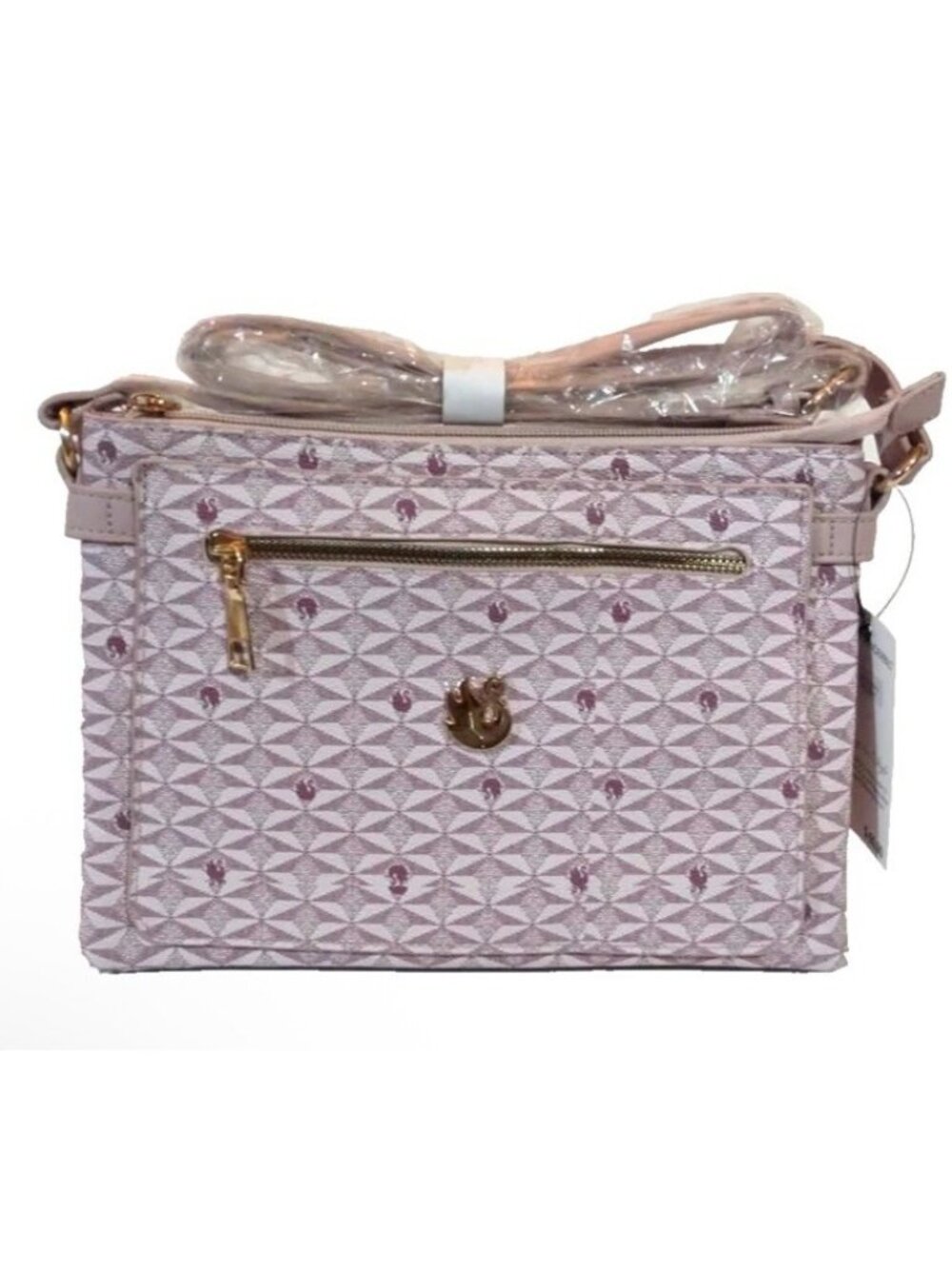 Gloria Vanderbilt Blush Pink Swan Logo Pattern Crossbody Purse NWT